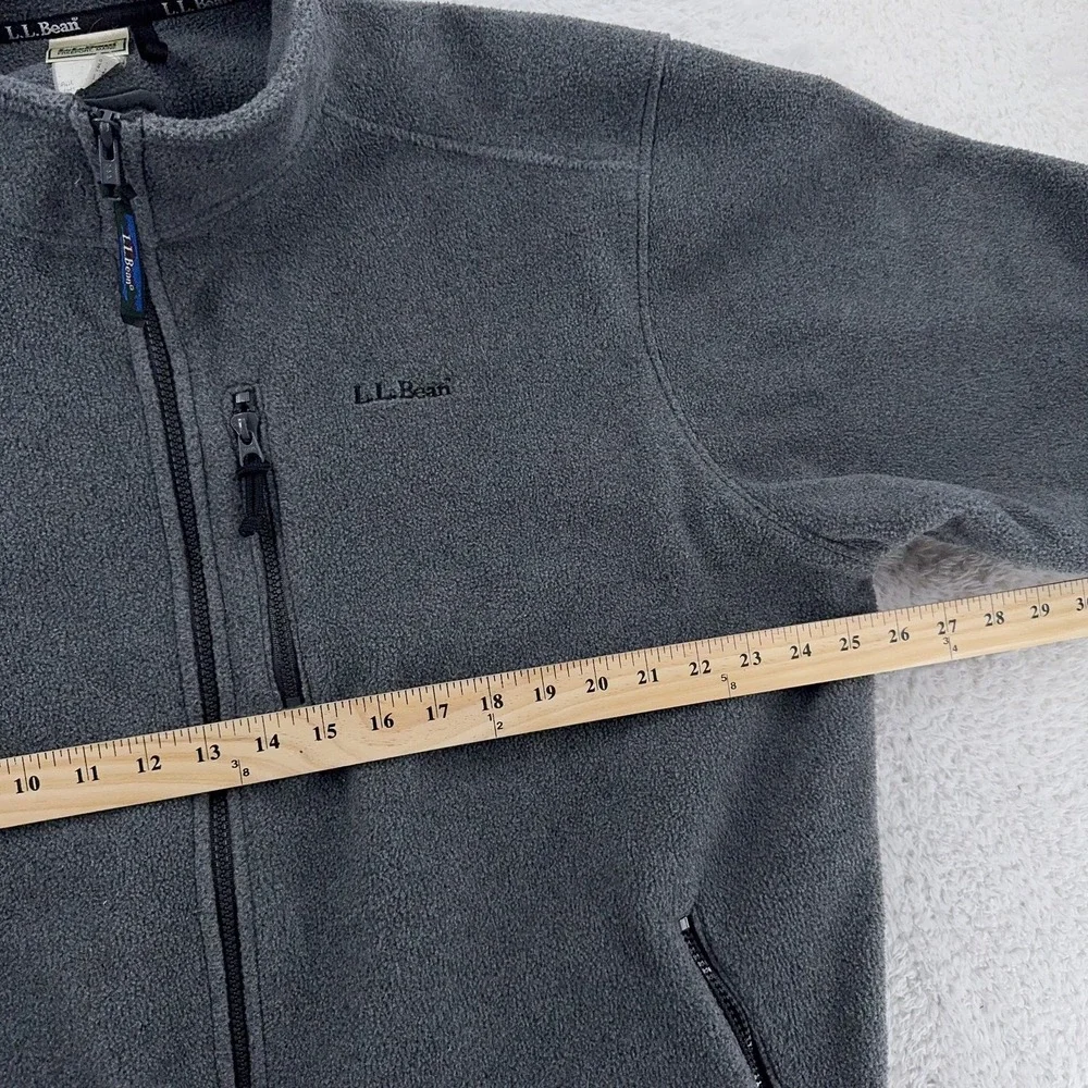 LL Bean Jacket FITS XL (Tag‎ L) Gray Full Zip Fleece Outdoor Layer Warm